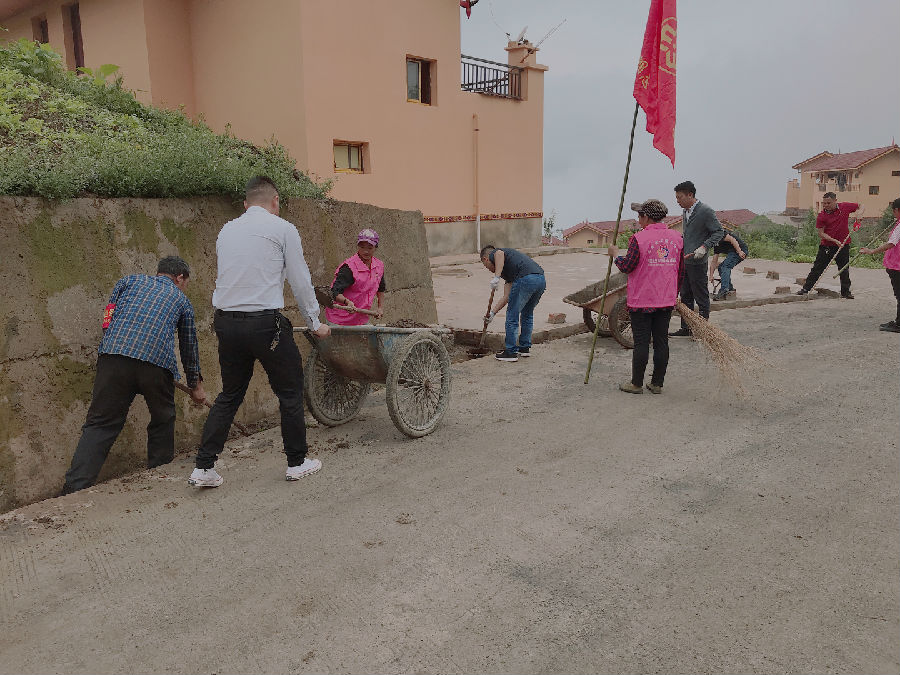 新林镇巾帼志愿者疏通道路淤泥.JPG